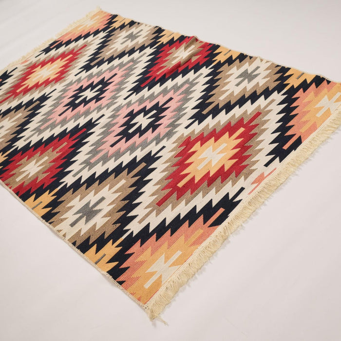 Kehribar Serisi Makine Dokuma Anadolu Desenli Rengarenk Pamuk Kilim
