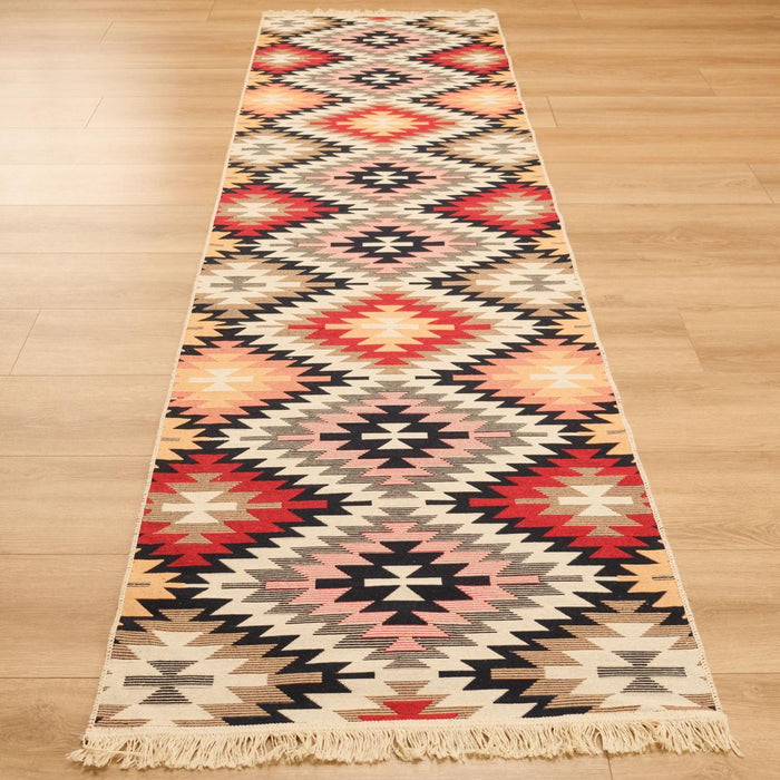 Kehribar Serisi Makine Dokuma Anadolu Desenli Rengarenk Pamuk Kilim