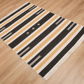 Kehribar Serisi Makine Dokuma Çizgi Desenli Gri Kilim