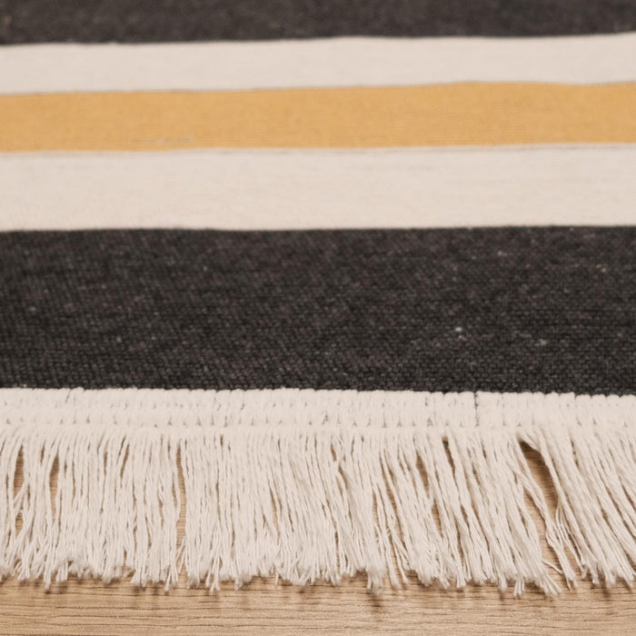 Kehribar Serisi Makine Dokuma Çizgi Desenli Gri Kilim