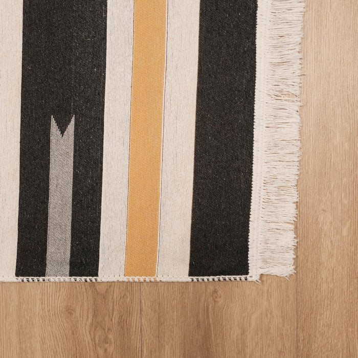 Kehribar Serisi Makine Dokuma Çizgi Desenli Gri Kilim