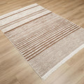Kehribar Serisi Makine Dokuma Çizgi Desenli Krem Kilim, 80x150 – 160x230 cm — Halıcızade