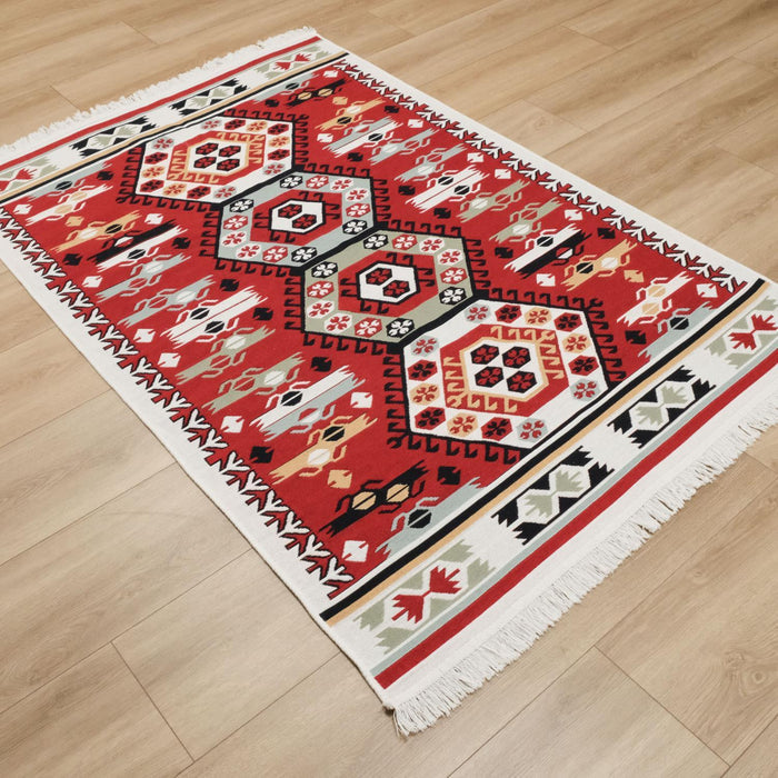 Kehribar Serisi Makine Dokuma Etnik Tasarımlı Rengarenk Kilim, 80x150 – 160x230 cm — Halıcızade