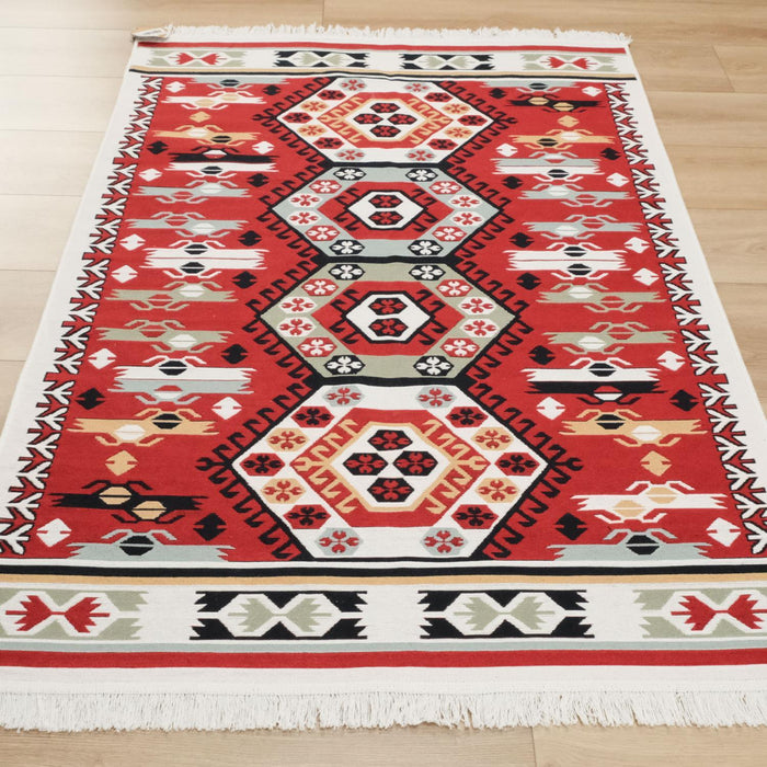 Kehribar Serisi Makine Dokuma Etnik Tasarımlı Rengarenk Kilim — Anadolu deseni