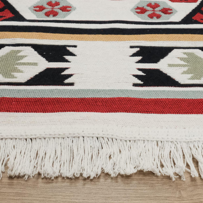 Kehribar Serisi Makine Dokuma Etnik Tasarımlı Rengarenk Kilim — balkon halısı