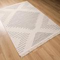 Kehribar Serisi Makine Dokuma Geometrik Desenli Gri Pamuk Kilim, 80x150 – 160x230 cm — Halıcızade