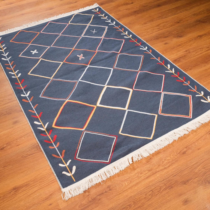 Kehribar Serisi Makine Dokuma Geometrik Desenli Rengarenk Kilim, 80x150 – 160x230 cm — Halıcızade
