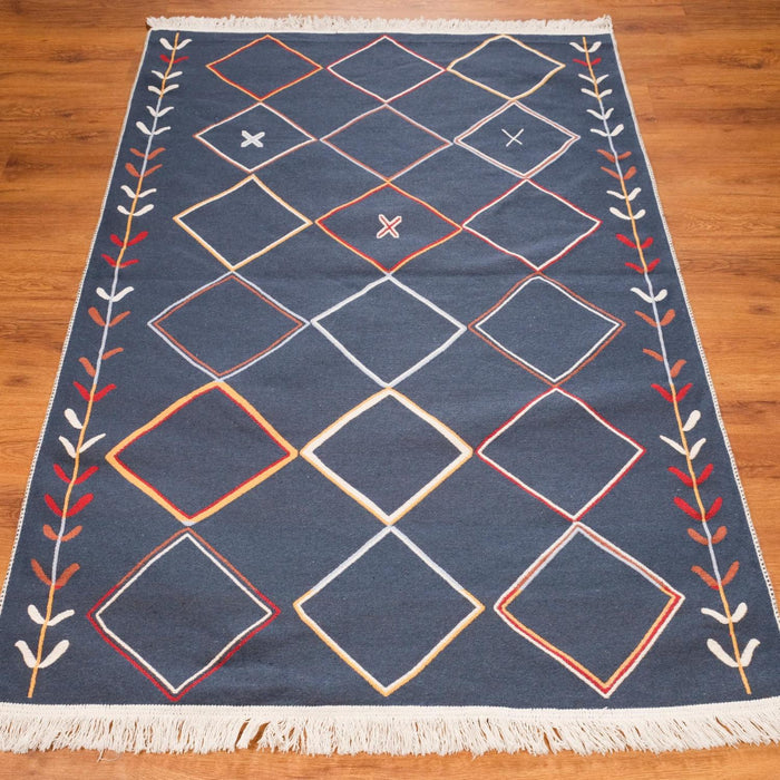 Kehribar Serisi Makine Dokuma Geometrik Desenli Rengarenk Kilim — pamuk