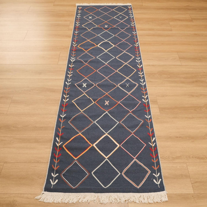 Kehribar Serisi Makine Dokuma Geometrik Desenli Rengarenk Kilim — antre halısı