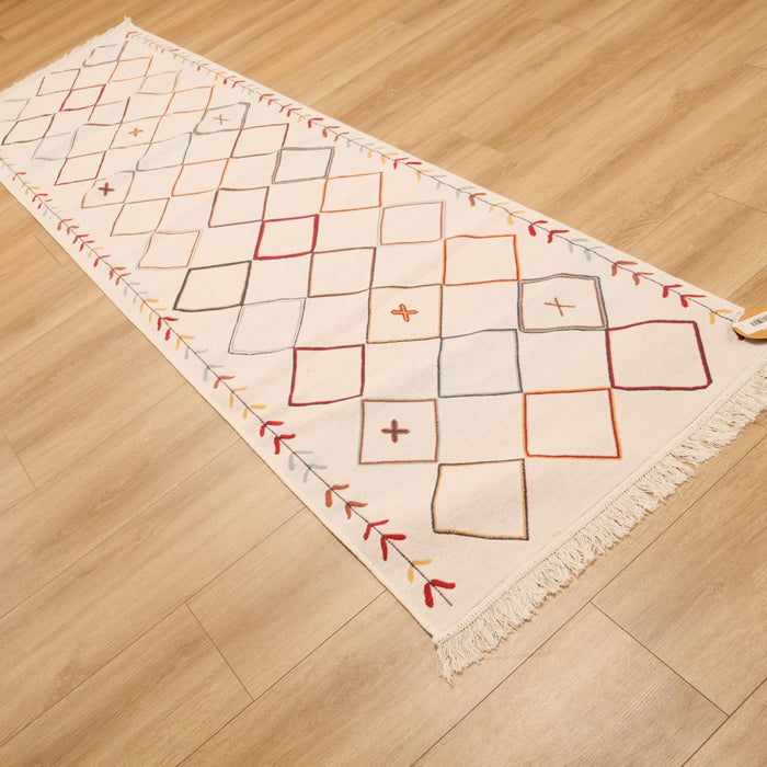 Kehribar Serisi Makine Dokuma Geometrik Desenli Rengarenk Kilim — mutfak halısı