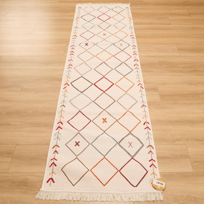 Kehribar Serisi Makine Dokuma Geometrik Desenli Rengarenk Kilim — balkon halısı