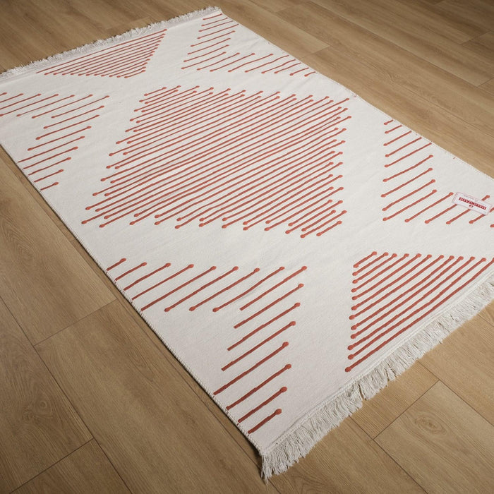 Kehribar Serisi Makine Dokuma Geometrik Desenli Terra Kilim