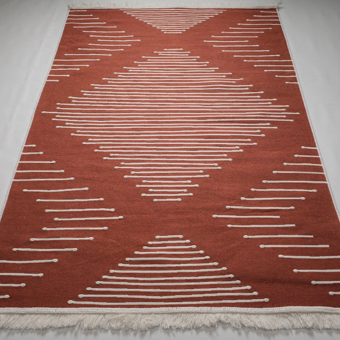 Kehribar Serisi Makine Dokuma Geometrik Desenli Terra Kilim