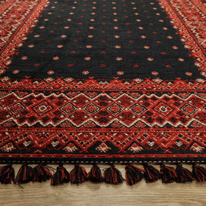 Kehribar Serisi Makine Dokuma Kırmızı Halı — Afgan deseni