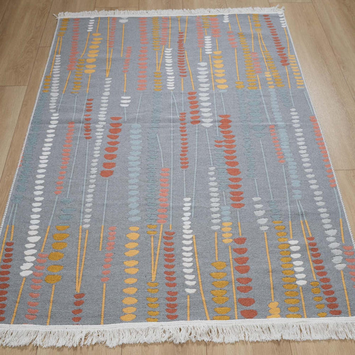 Kehribar Serisi Makine Dokuma Rengarenk Geometrik Desenli Pamuk Kilim — 80x150, 120x180, 80x300, 160x230 cm