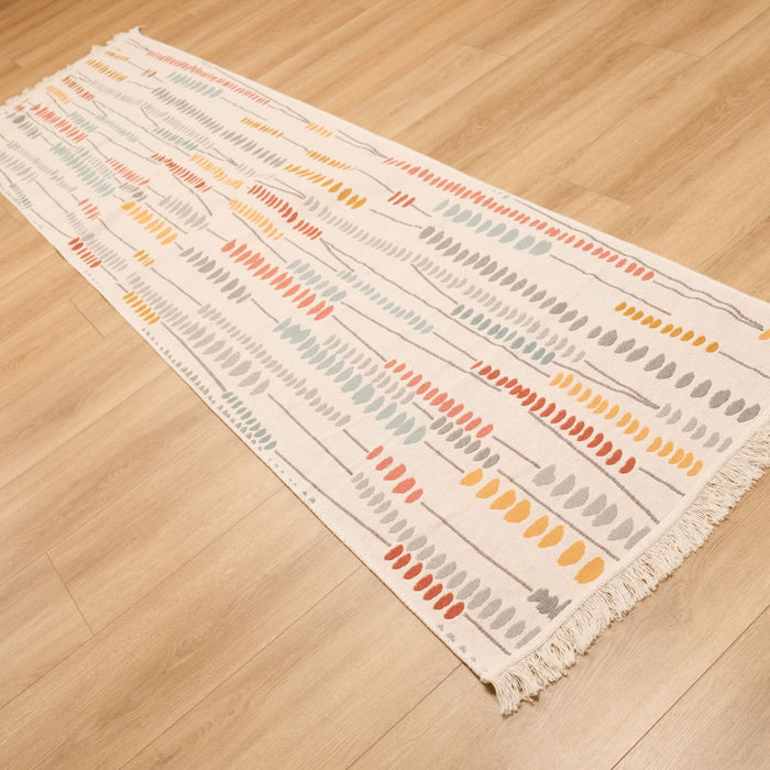 Kehribar Serisi Makine Dokuma Rengarenk Geometrik Desenli Pamuk Kilim — mutfak halısı