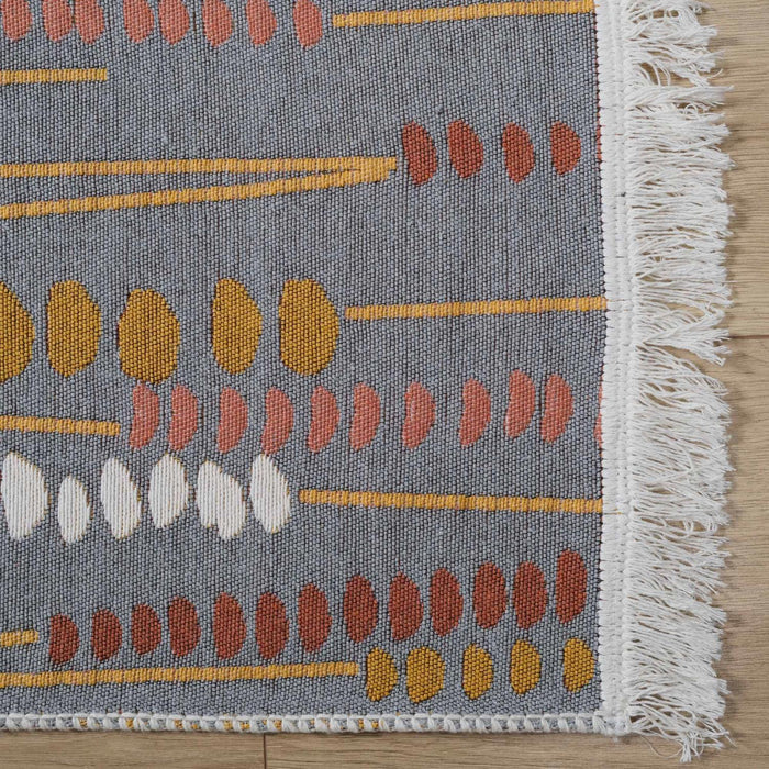 Kehribar Serisi Makine Dokuma Rengarenk Geometrik Desenli Pamuk Kilim
