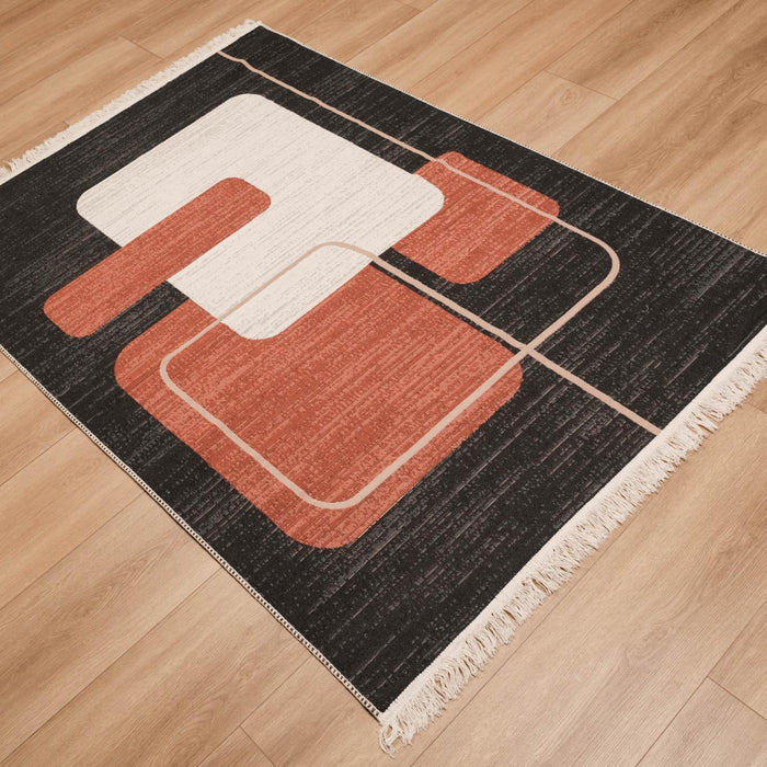 Kehribar Serisi Makine Dokuma Soyut Desenli Krem Kilim, 80x150 – 160x230 cm — Halıcızade