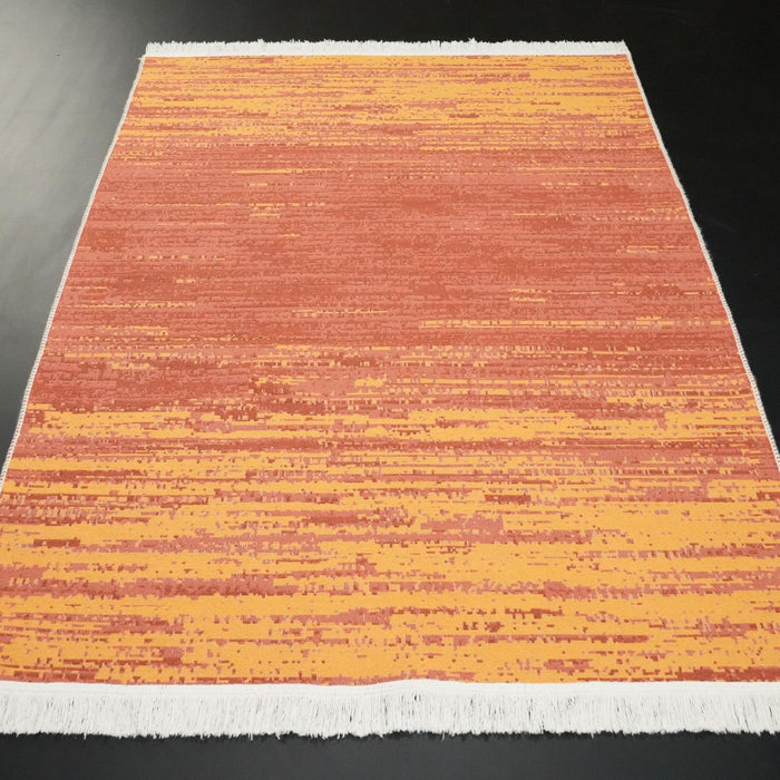 Kehribar Serisi Soyut Desenli Bordo/Sarı Kilim — pamuk