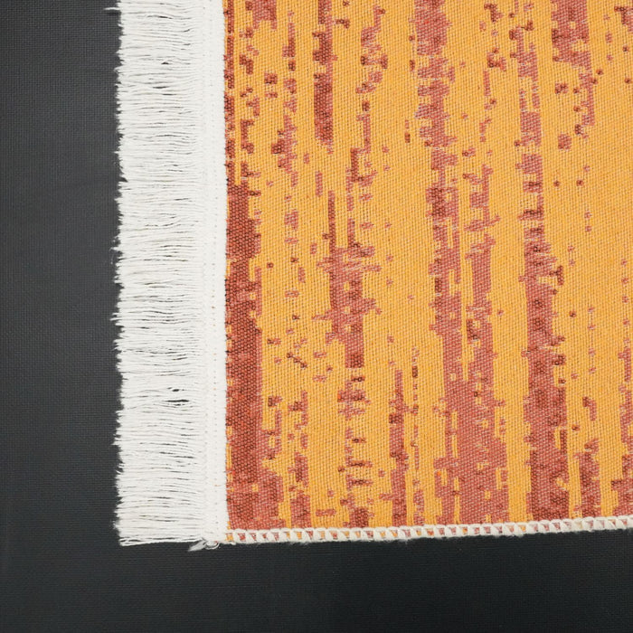 Kehribar Serisi Soyut Desenli Bordo/Sarı Kilim — modern tasarım