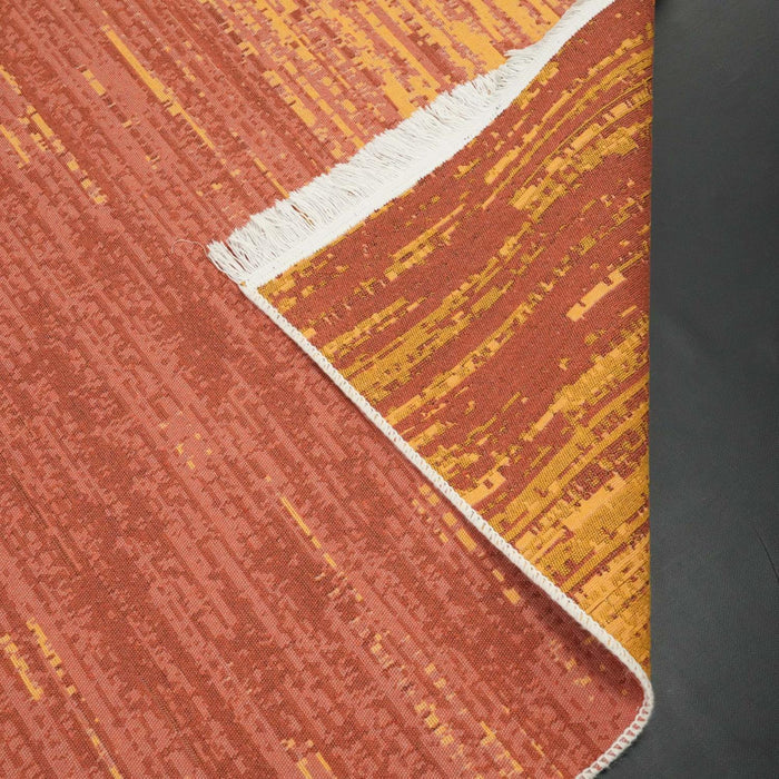 Kehribar Serisi Soyut Desenli Bordo/Sarı Kilim — mutfak halısı