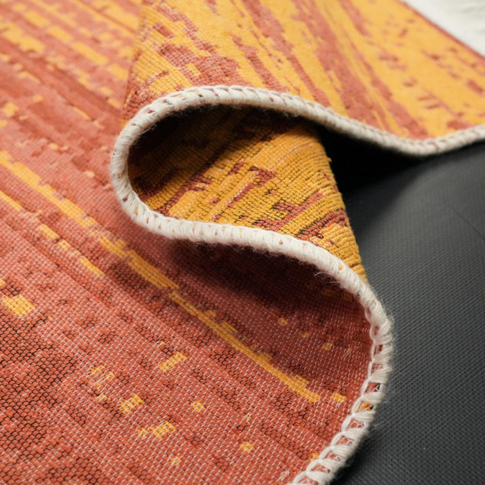 Kehribar Serisi Soyut Desenli Bordo/Sarı Kilim — balkon halısı