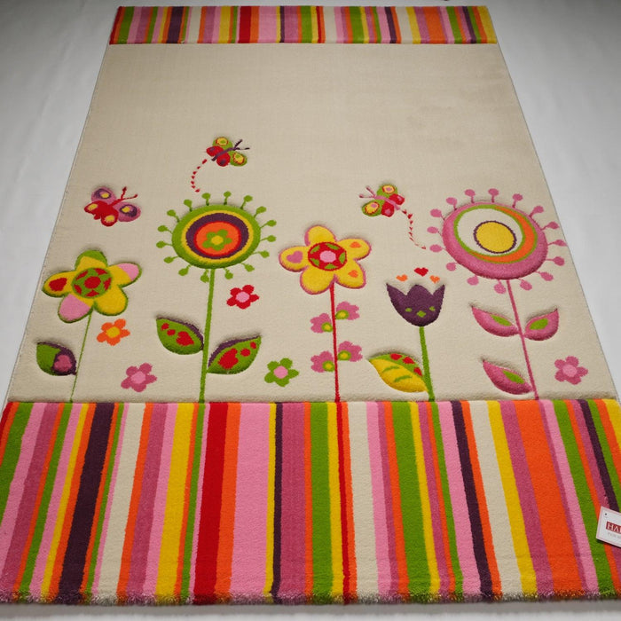 Kids Serisi Bebek / Çocuk Odası Çiçek Desenli Makine Dokuma Halı — 120x180 cm