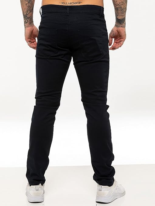 Kruze Mens Designer Skinny Stretch Fit Chinos Branded Trousers Pants 28W x 30L Navy