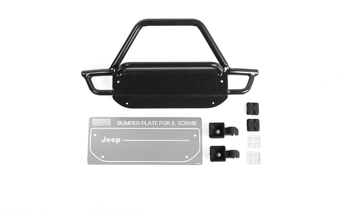 KS Steel Front Bumper with Lights for Axial 1/10 SCX10 III Jeep (Gladiator/Wrangler)