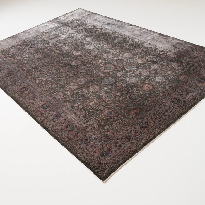 Lahor Serisi Makine Dokuma Uşak Desenli Antrasit Sentetik Halı — 200x300 cm
