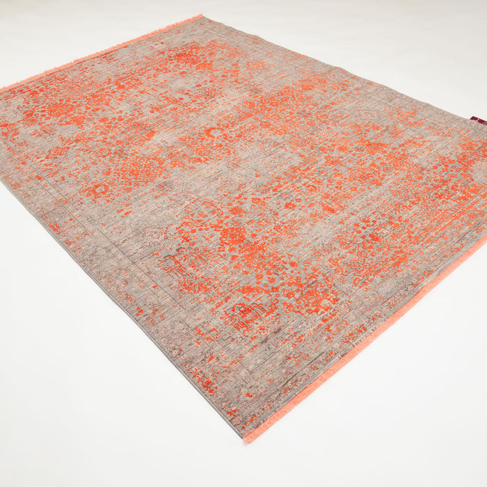 Lapis Serisi Vintage Desenli Viskon Turuncu Halı, 120x180 – 240x340 cm — Halıcızade