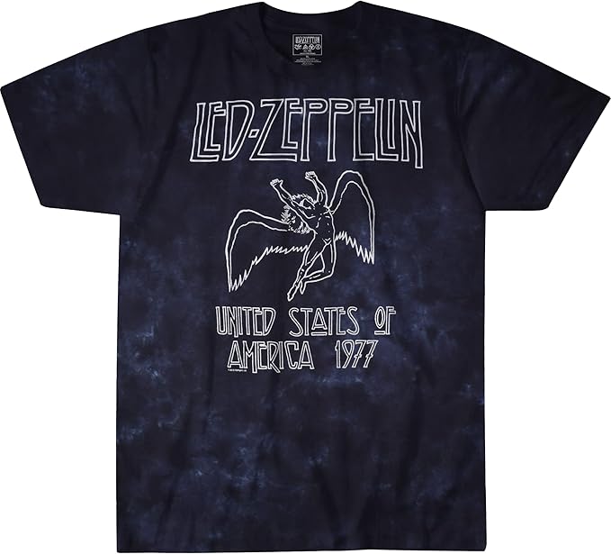 Liquid Blue Men's Led Zeppelin USA Tour '77 T-Shirt, Multi, 4XL