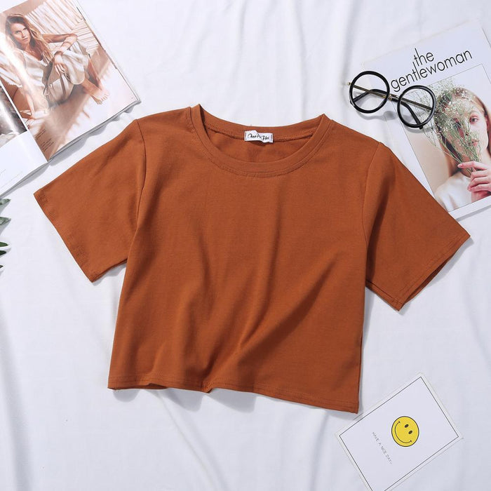 Loose Crop Top Collection - Khaki / S Shirt - Femboy Fatale