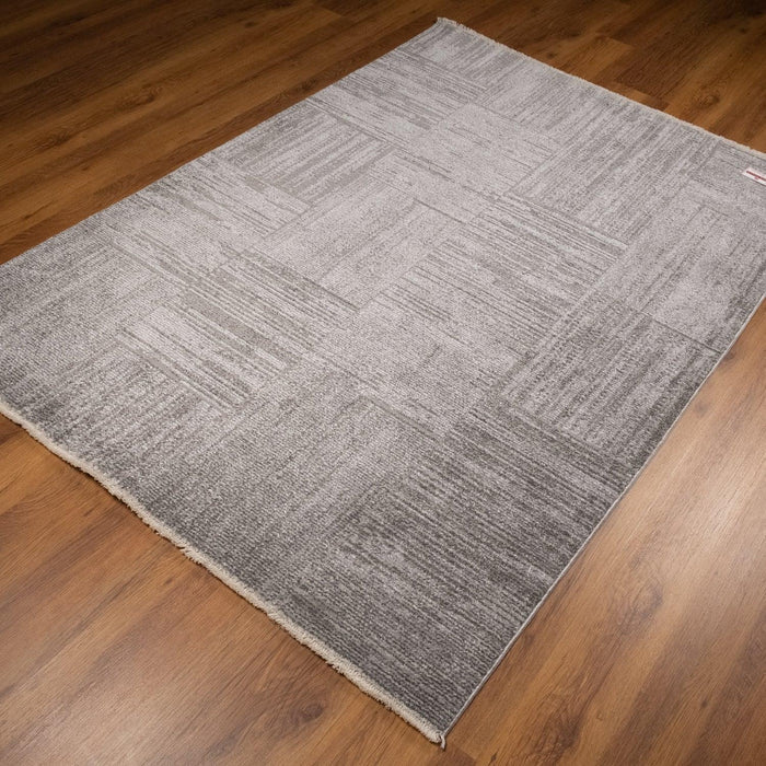 Lotto Serisi Geometrik Desenli Makine Dokuma Halı, gri, 130x190 cm — Halıcızade