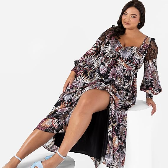 Lovedrobe Womens Plus Size Midaxi Dress Curve Long Black Size 24