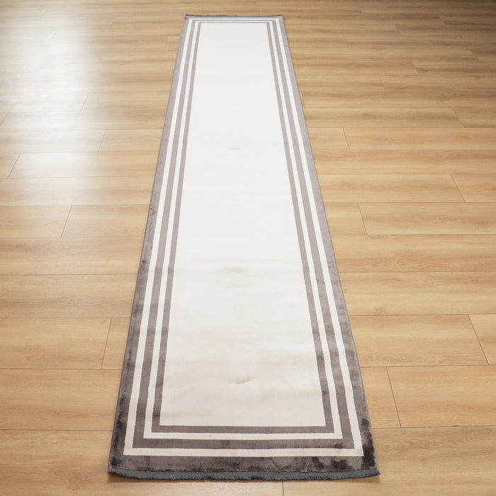 Lugano Serisi Çerçeve Desenli Makine Dokuma Vizon Halı — 80x300, 80x385 cm