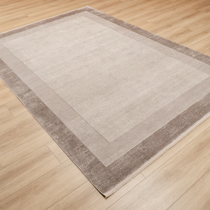 Lugano Serisi Çerçeve Desenli Vizon Makine Dokuma Halı, 80x150 – 300x400 cm — Halıcızade