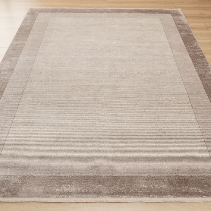 Lugano Serisi Çerçeve Desenli Vizon Makine Dokuma Halı — 80x150, 120x180, 80x300, 160x230 cm