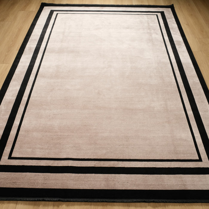 Lugano Serisi Makine Dokuma Çerçeve Desenli Gri Siyah Halı — 80x150, 120x180, 80x300, 160x230 cm