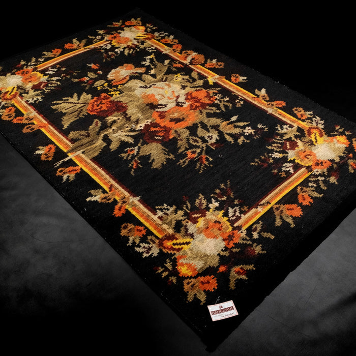 Luna Serisi Dijital Baskı Karabağ Desenli Siyah Halı, 120x180 – 75x300 cm — Halıcızade