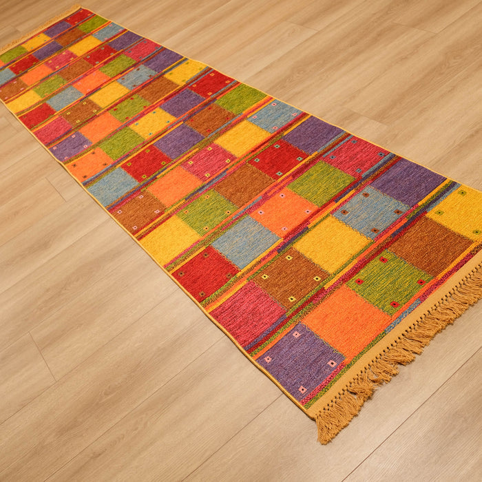 Luna Serisi Geometrik Desenli Dijital Baskı Mutfak Halısı, rengarenk, 75x150 – 156x230 cm — Halıcızade