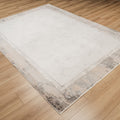 Mahal Serisi Çerçeve Desenli Gri Makine Dokuma Halı, 80x150 – 300x400 cm — Halıcızade