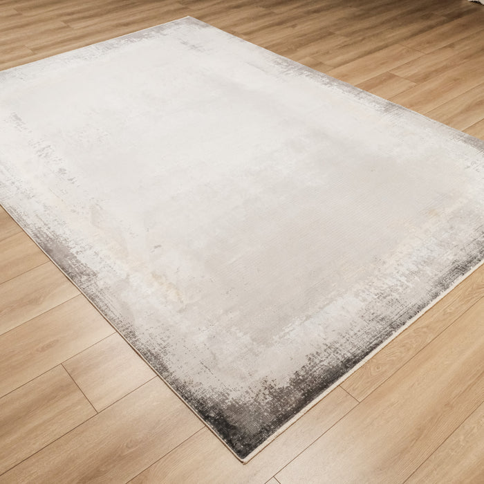 Mahal Serisi Soyut Desenli Gri Viskon Makine Dokuma Halı, 80x150 – 240x320 cm — Halıcızade