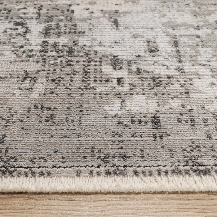 Mahal Serisi Soyut Desenli Gri Viskon Makine Dokuma Halı — akrilik