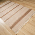 Makine Dokuma Çizgi Desenli Kahverengi Kilim, 120x180 cm — Halıcızade