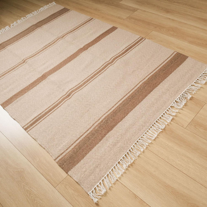 Makine Dokuma Çizgi Desenli Kahverengi Kilim, 120x180 cm — Halıcızade