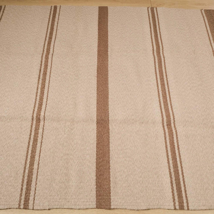 Makine Dokuma Çizgi Desenli Kahverengi Kilim — 120x180 cm