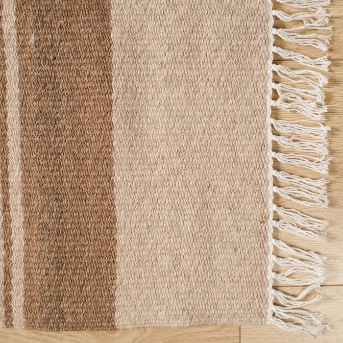 Makine Dokuma Çizgi Desenli Kahverengi Kilim — çizgili