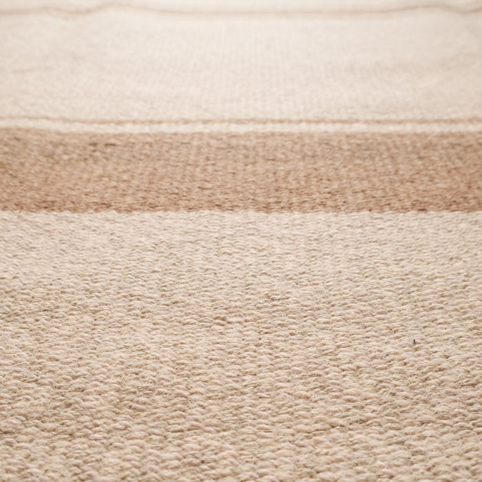 Makine Dokuma Çizgi Desenli Kahverengi Kilim — modern tasarım