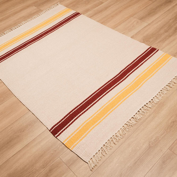 Makine Dokuma Çizgi Desenli Krem Kilim, 120x180 cm — Halıcızade